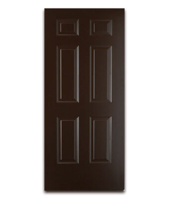 Puerta de Acero 6 Paneles Clásica y Mixta, Color Chocolate Texturizado