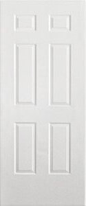 Puerta de Acero 6 Paneles Clásica y Mixta, Color Blanco Arena